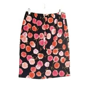 NWOT Talbots Pencil Skirt Zip Back Lyocel blend Pinks Floral Black Size 4 Lined